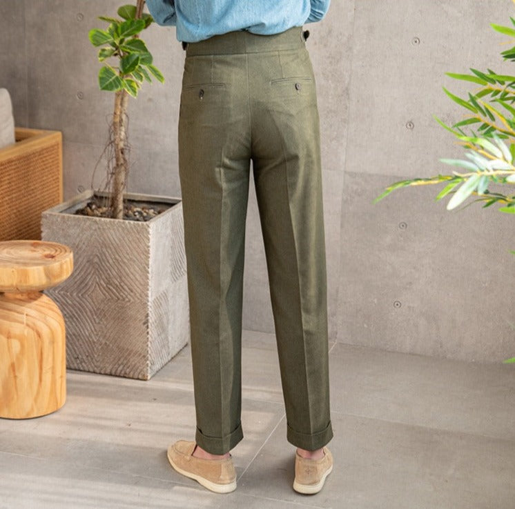 Pantaloni in forma dritta di cotone riviera