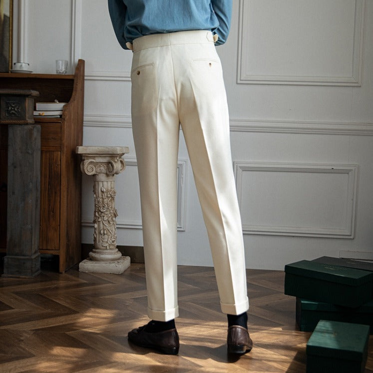 Montserrat Wool Blend teksturirane naplatne hlače