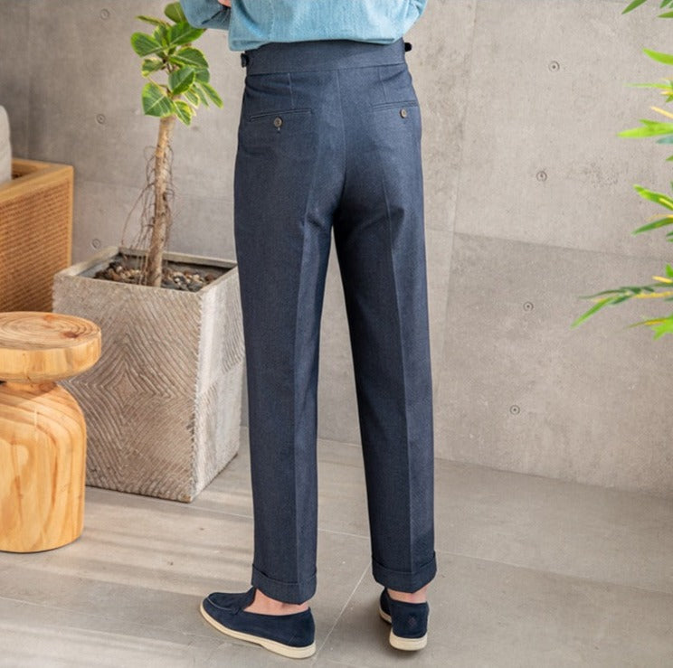 Pantaloni in forma dritta di cotone riviera