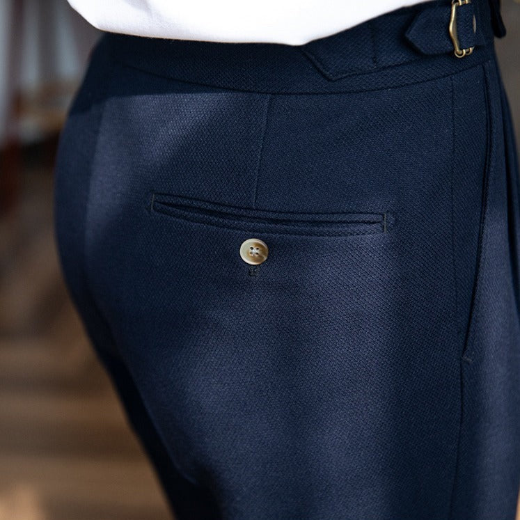 Montserrat Wool Blend -strukturerte plisserte bukser