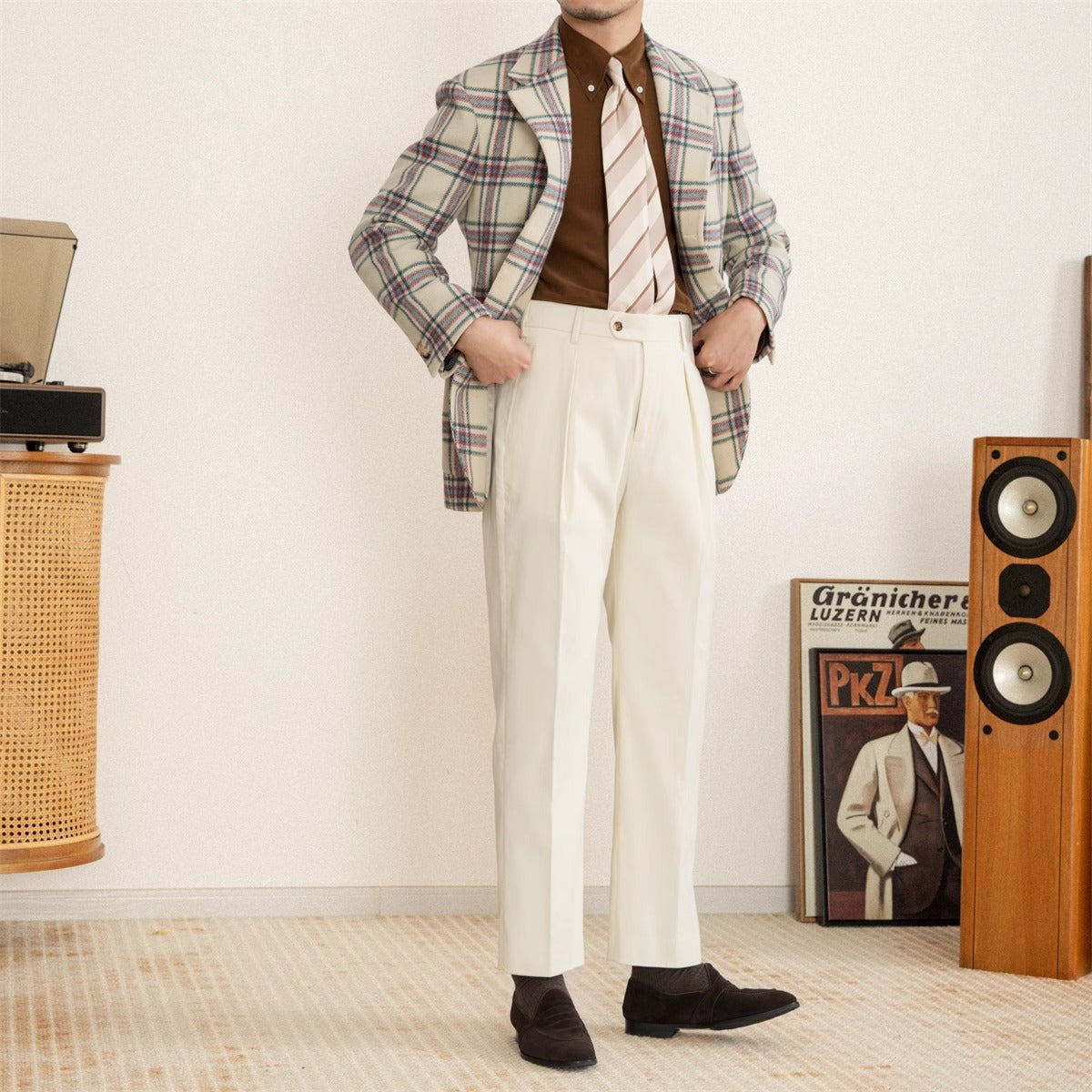 Pantalones plisados ​​de algodón lisboa