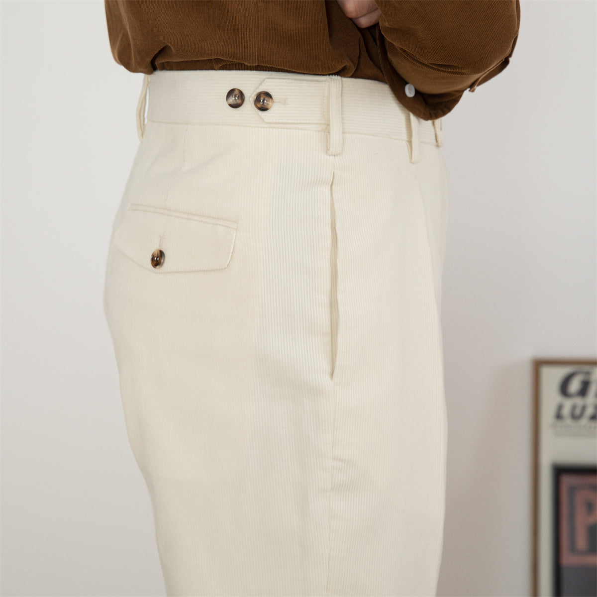 Pantalones plisados ​​de algodón lisboa