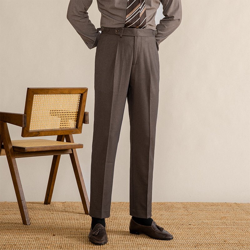 Brunello Herringbone Pleated Trousers - Ferrigani