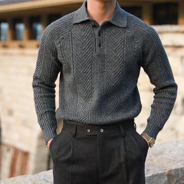 Luciano Long Sleeve Knitted Polo - Ferrigani