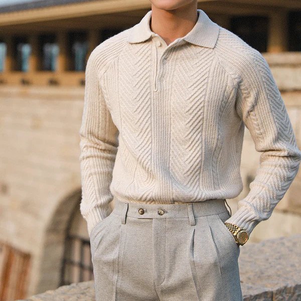 Luciano Long Sleeve Knitted Polo - Ferrigani