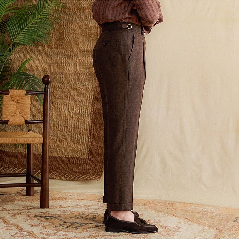Tuscan Linen Blend Pleated Trousers - Ferrigani