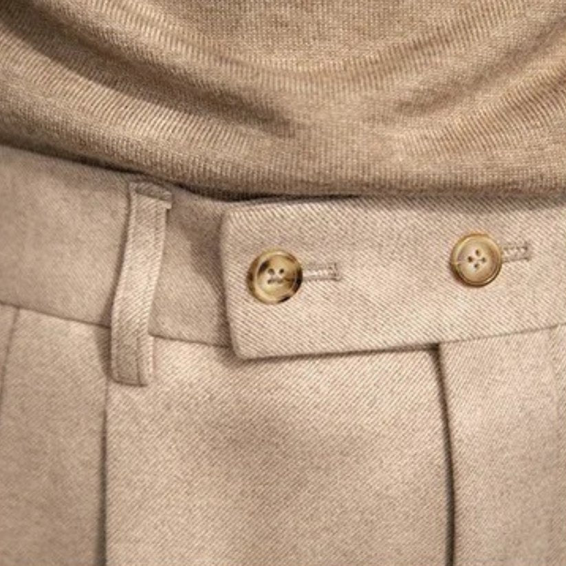 Valencia Double Button Pleated Trousers - Ferrigani
